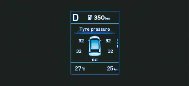 Hyundai i20 N Line — Tyre pressure monitoring system (highline) display