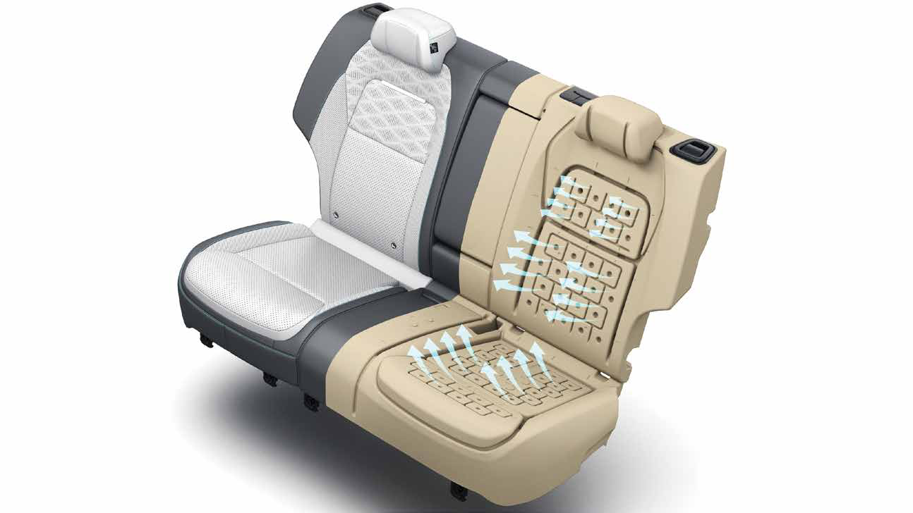 Tata Curvv EV — India's first R-Comfort rear seats with passive ventilation channels in the backrest and cushion