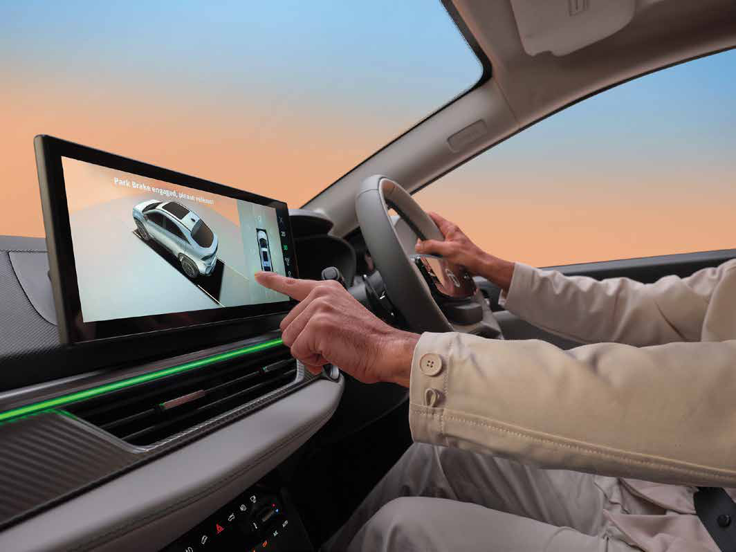 Tata Curvv EV — 360-degree 3D surround view camera system displayed on the 31.24 cm touchscreen for parking manoeuvres