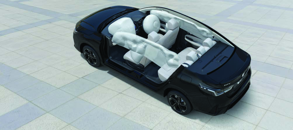 Honda City — Six airbags shown deployed within the ACE body structure