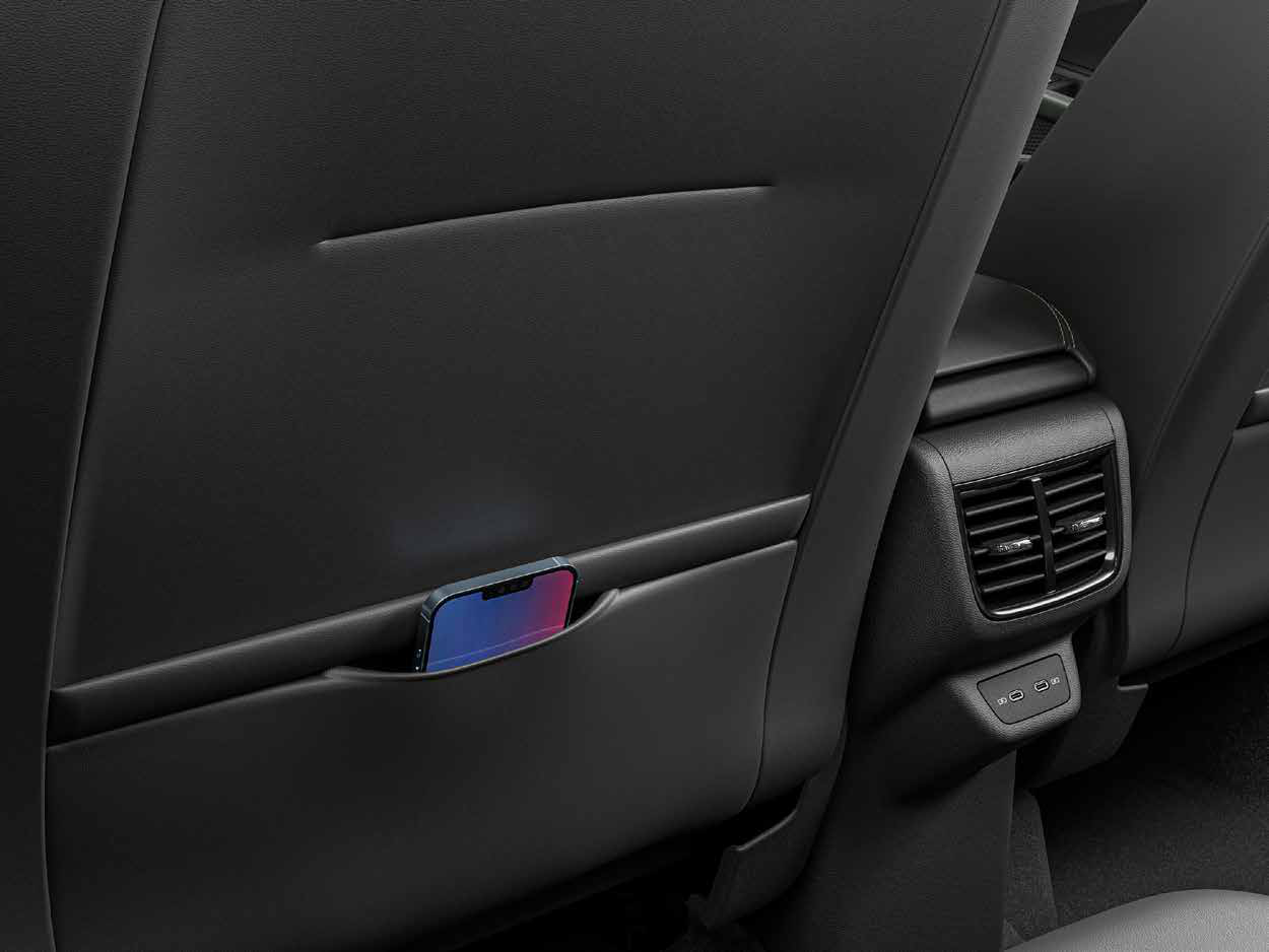 Skoda Kylaq — Rear AC vents with two Type-C USB charging ports