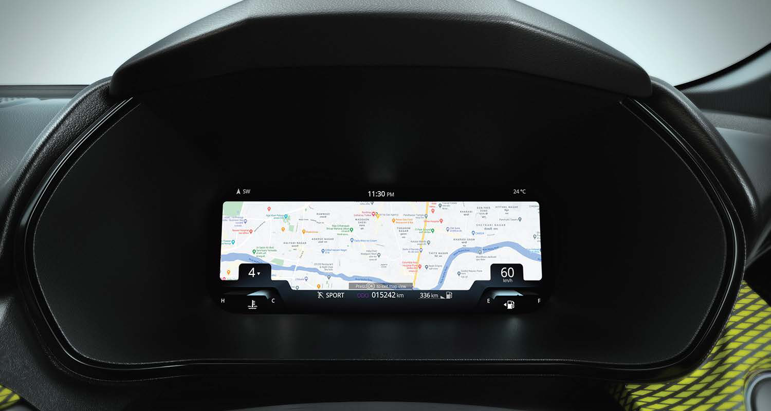 Tata Harrier — 26.03 cm digital instrument cluster with full-screen map display