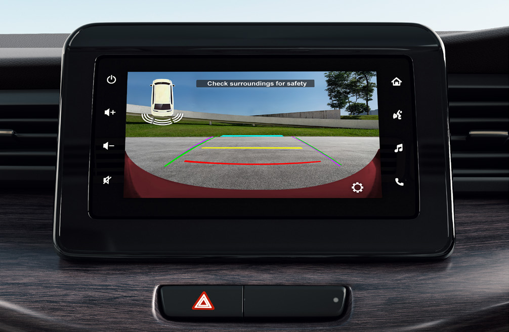 Maruti Suzuki Ertiga — Reverse parking camera with dynamic guidelines on touchscreen