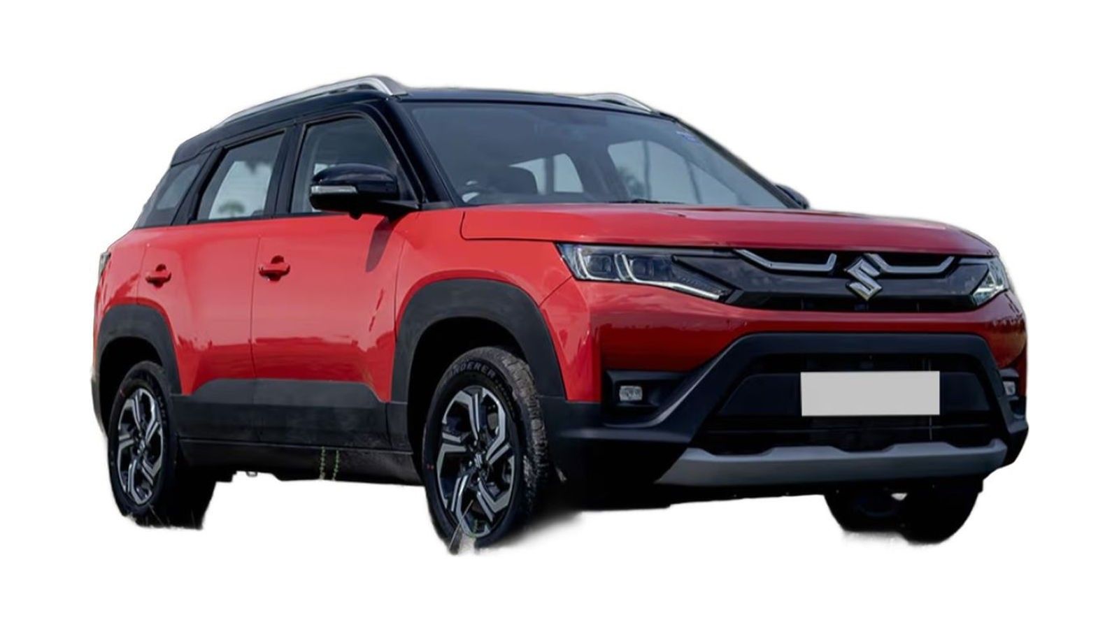 Red and black compact SUV with dual-tone exterior shown in side profile view.