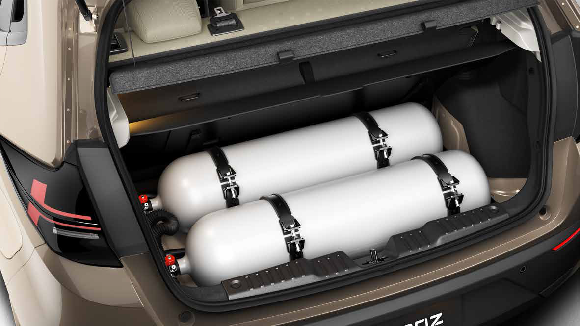 Tata Altroz — Twin 60-litre CNG cylinders sit hidden beneath the luggage-area floor in the Altroz iCNG, preserving boot space