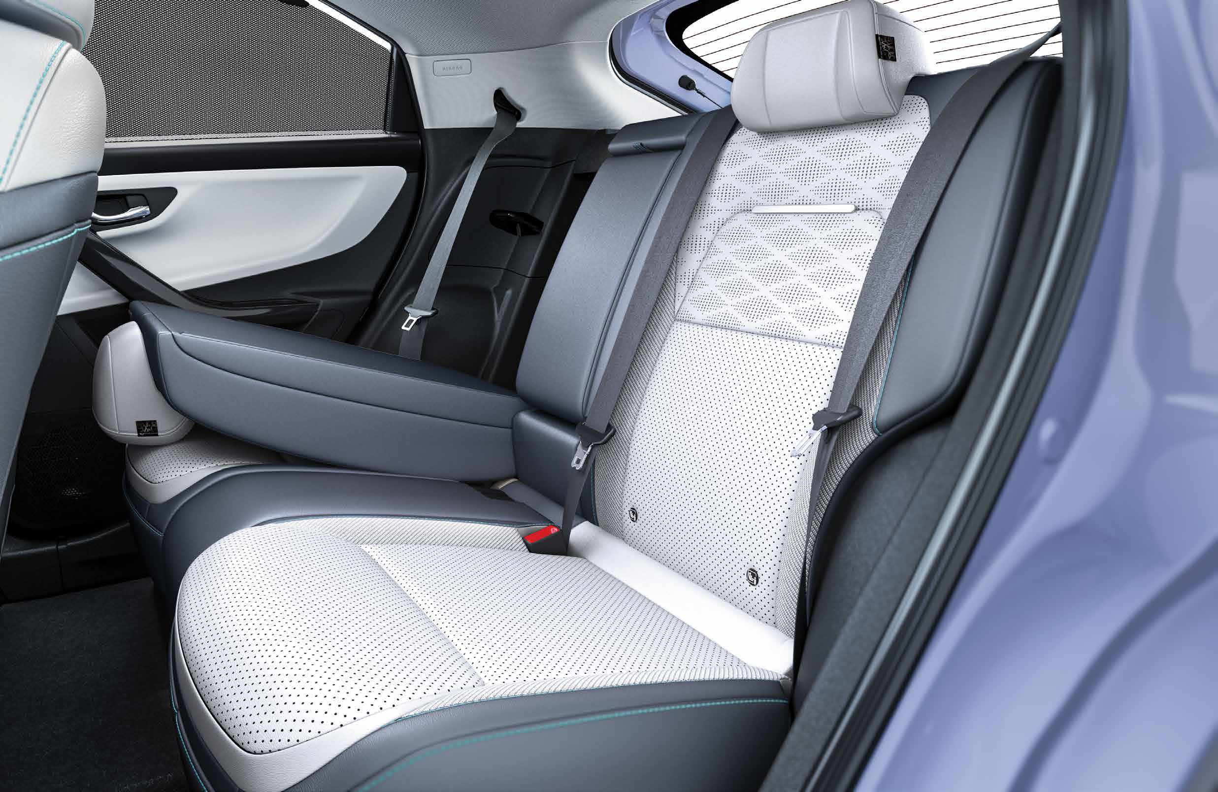 Tata Curvv EV — 60:40 split rear seats with centre armrest, EasySip cup docks and Serenity Screen side sunshades