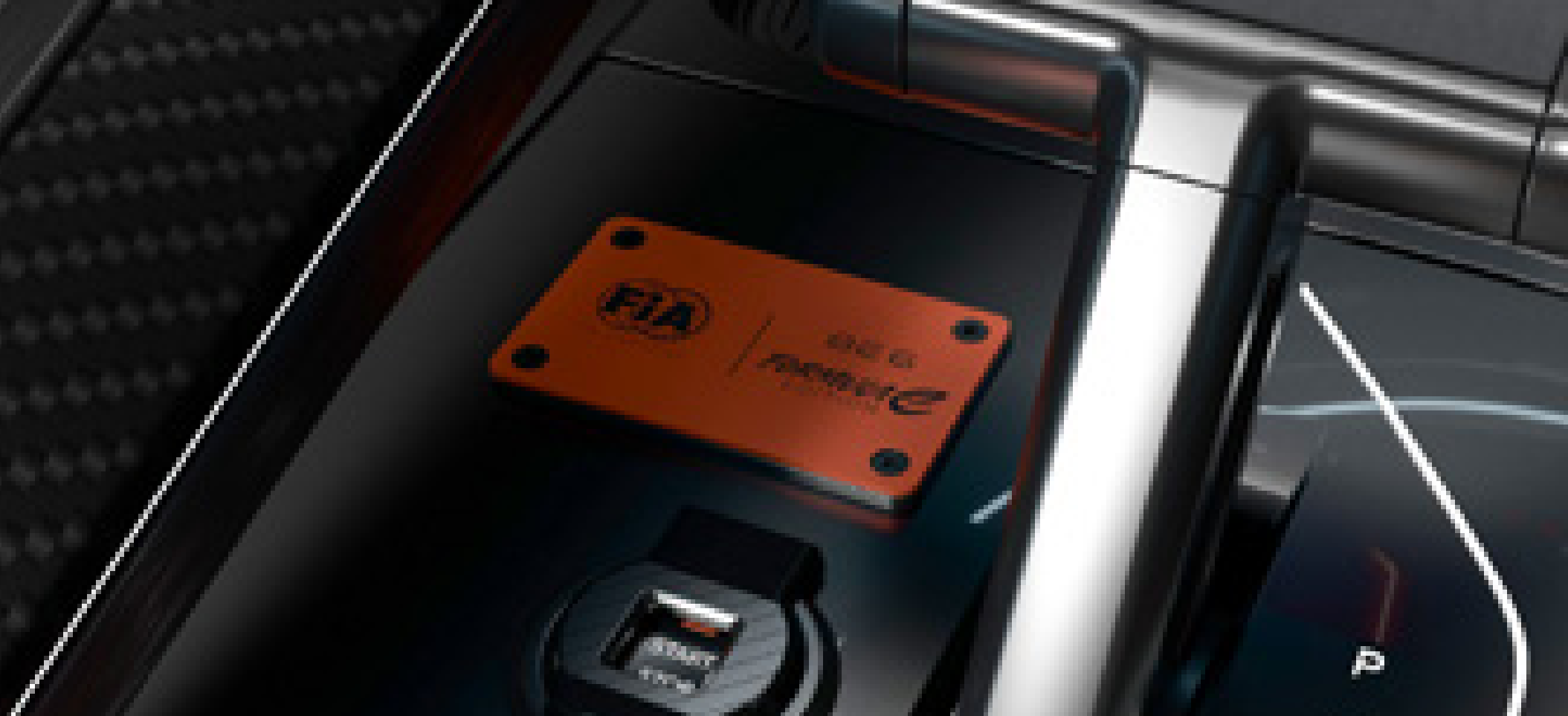 Mahindra BE 6 FE — FIA X Formula E Edition plaque on the centre console with race car-inspired start/stop button flap