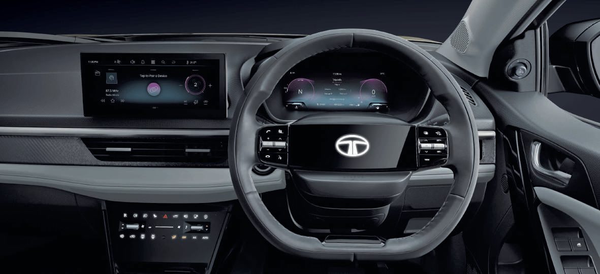 Tata Nexon — 2-spoke steering wheel with illuminated logo