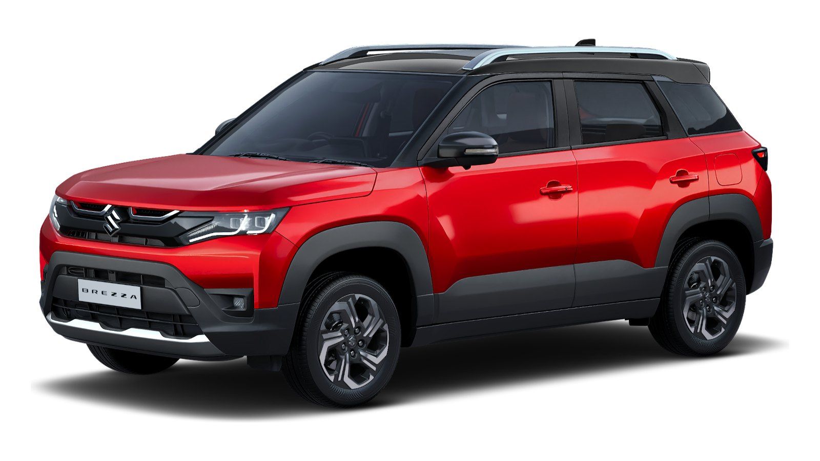Maruti Suzuki Brezza (2022-2025) in Sizziling Red with Bluish Black Roof