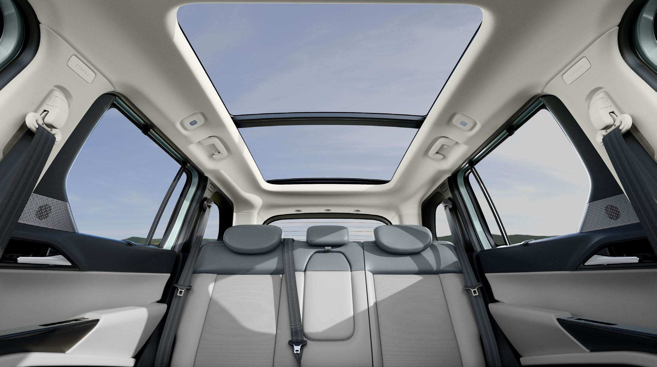 Tata Sierra EV — Panoramax panoramic sunroof - the segment's largest - over a rear bench with three adjustable headrests