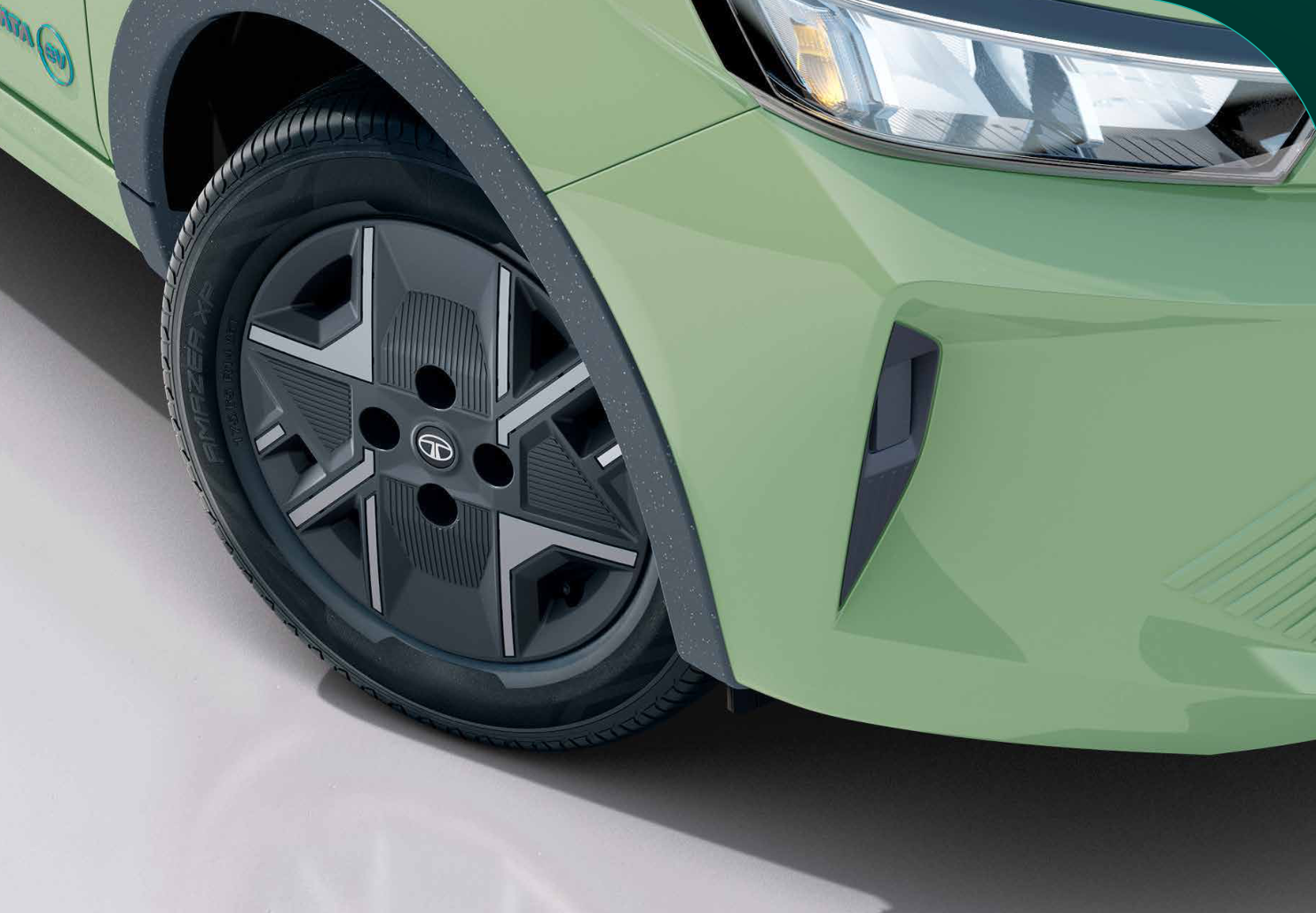Tata Tiago EV — R14 Hyperstyle wheels with textured wheel-arch cladding