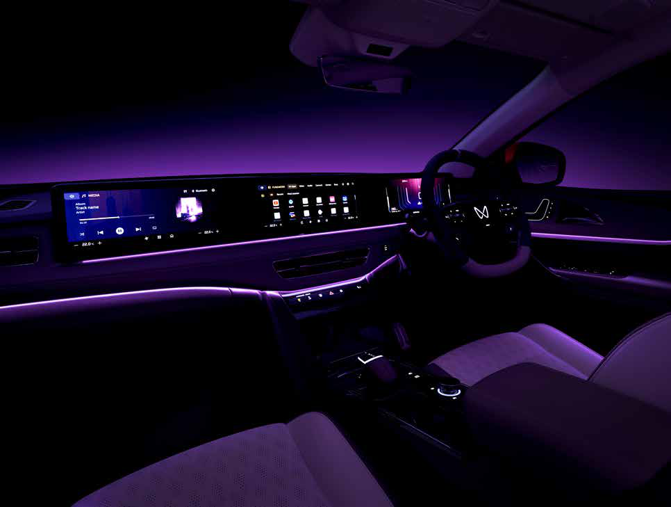 Mahindra XEV 9e — LightMeUp ambient lighting with the Infinity Roof's 16 million hues