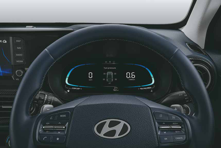 Hyundai Exter — Tyre Pressure Monitoring System (Highline) readout in the cluster