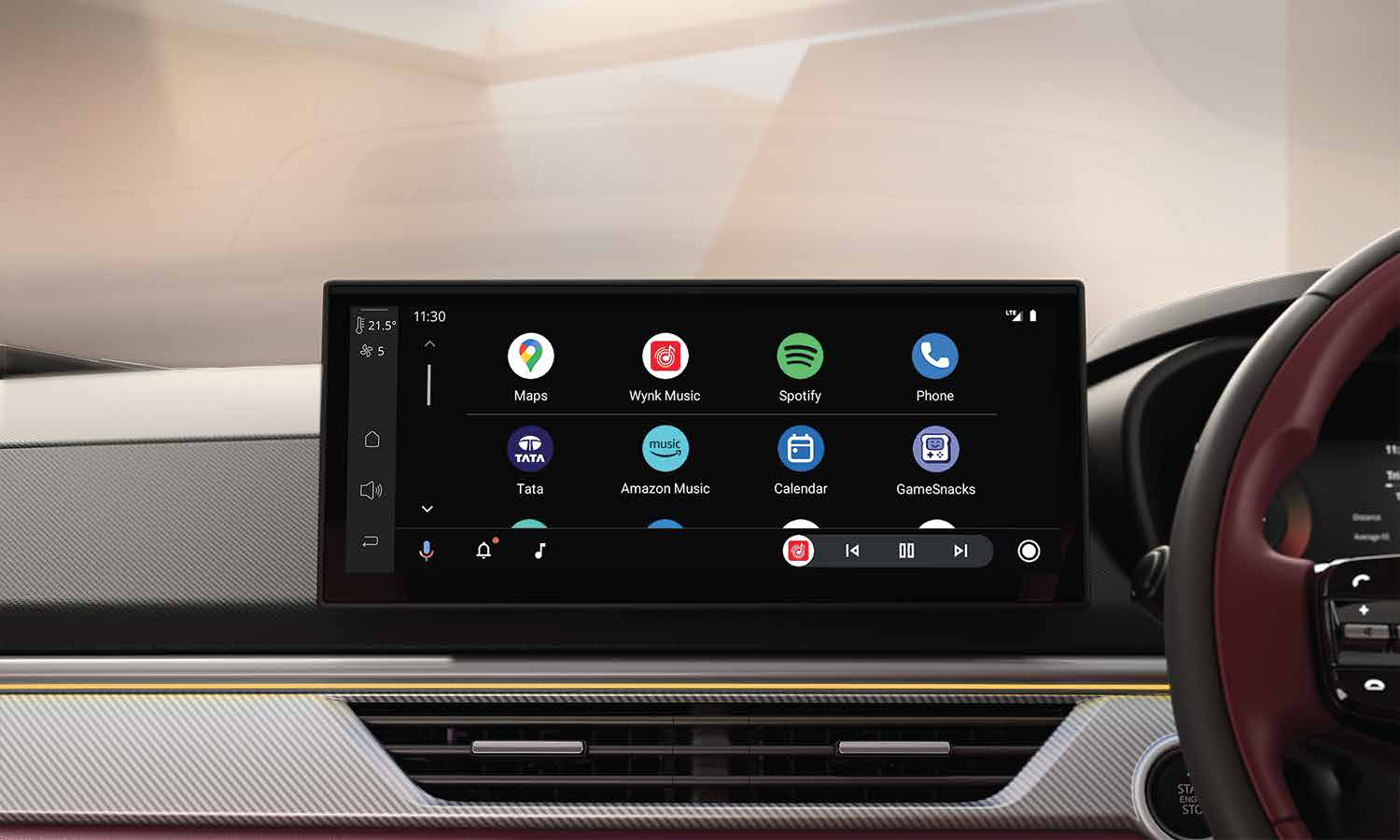 Tata Curvv — 31.24 cm (12.3-inch) touchscreen infotainment by Harman with wireless Android Auto and Apple CarPlay.