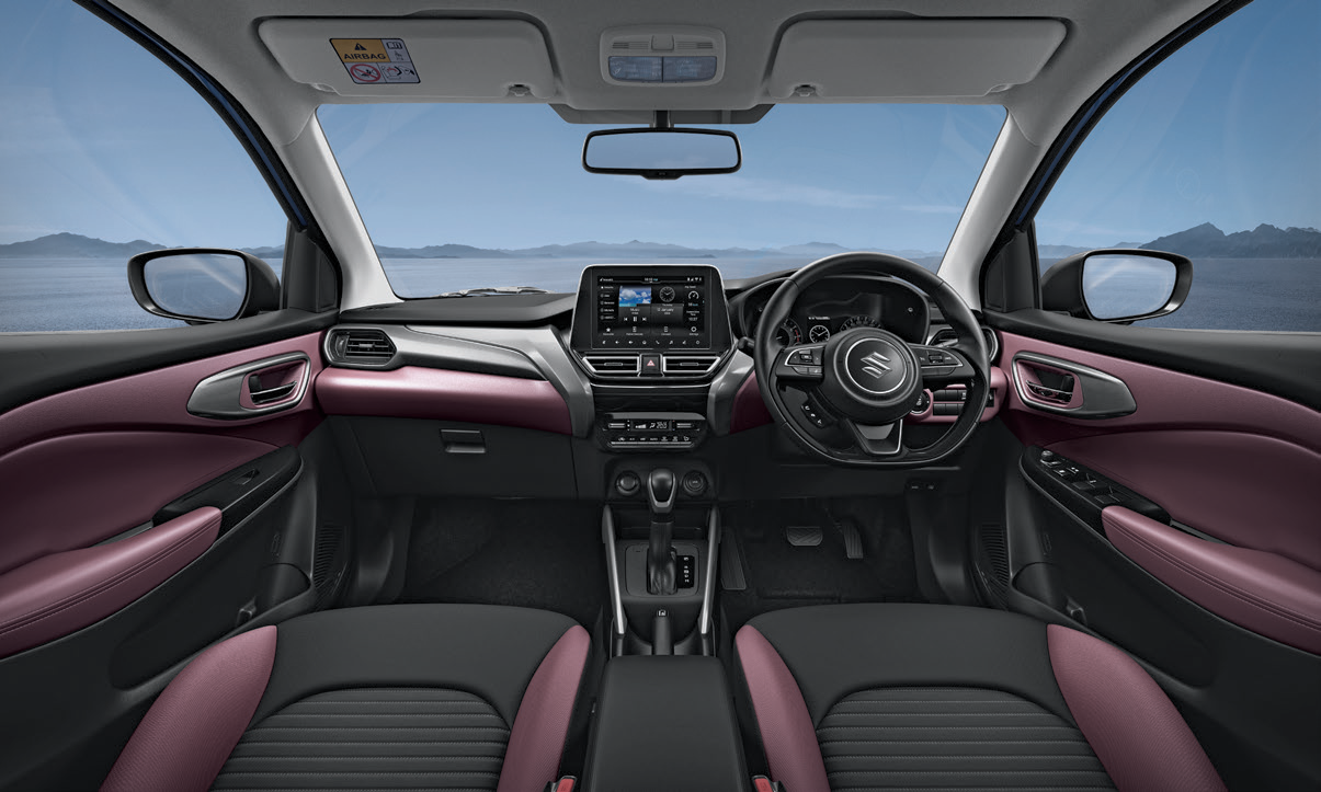 Maruti Suzuki Fronx — Dual-tone plush cabin with forged-metal-finish dashboard