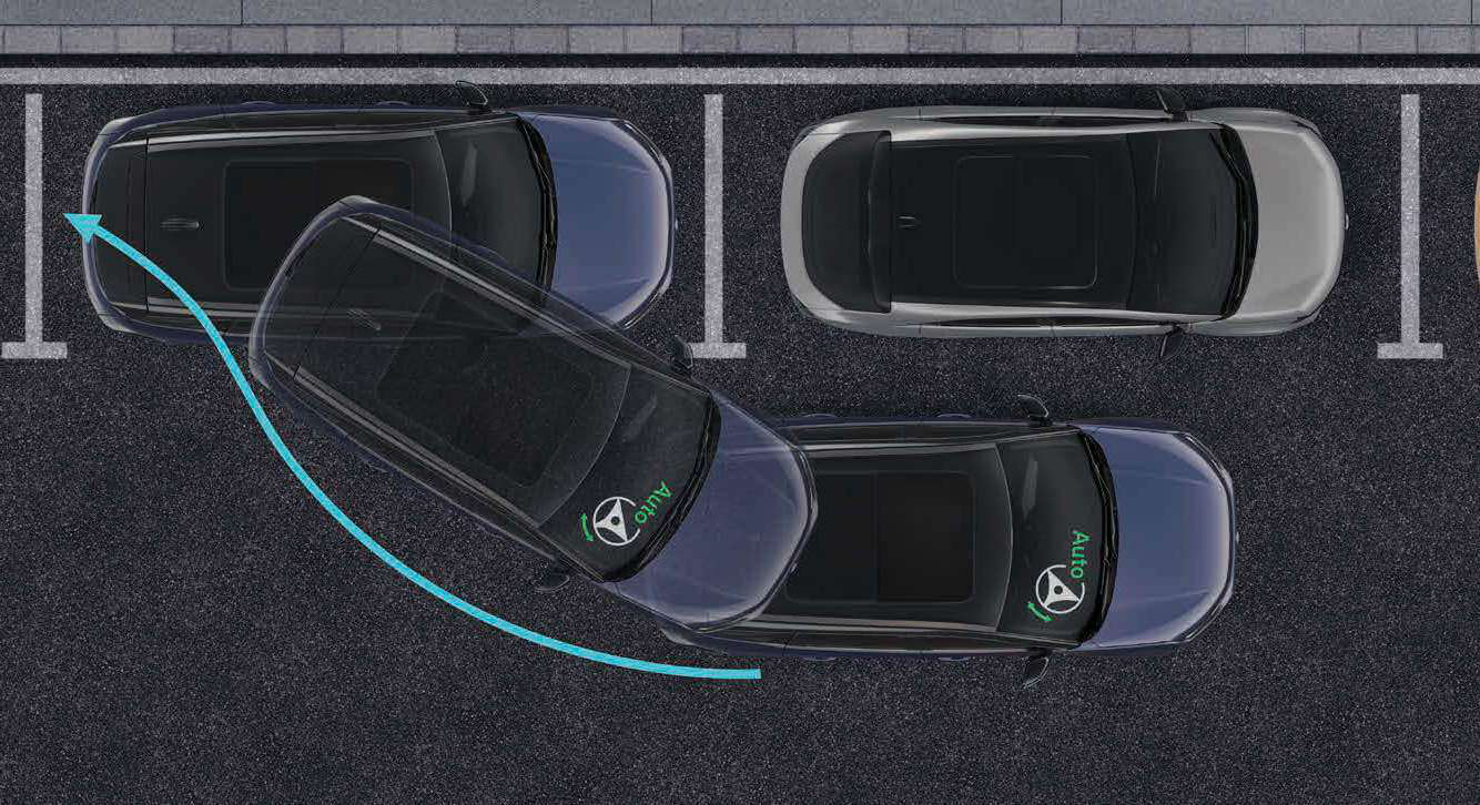 Tata Harrier EV — Auto Park Assist steers into parallel, perpendicular and angular slots - from the driver's seat or remotely via the key fob