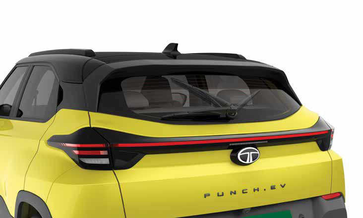 Tata Punch EV — Digital Infinity Glow end-to-end LED tail lamp with rear wiper and auto defogger