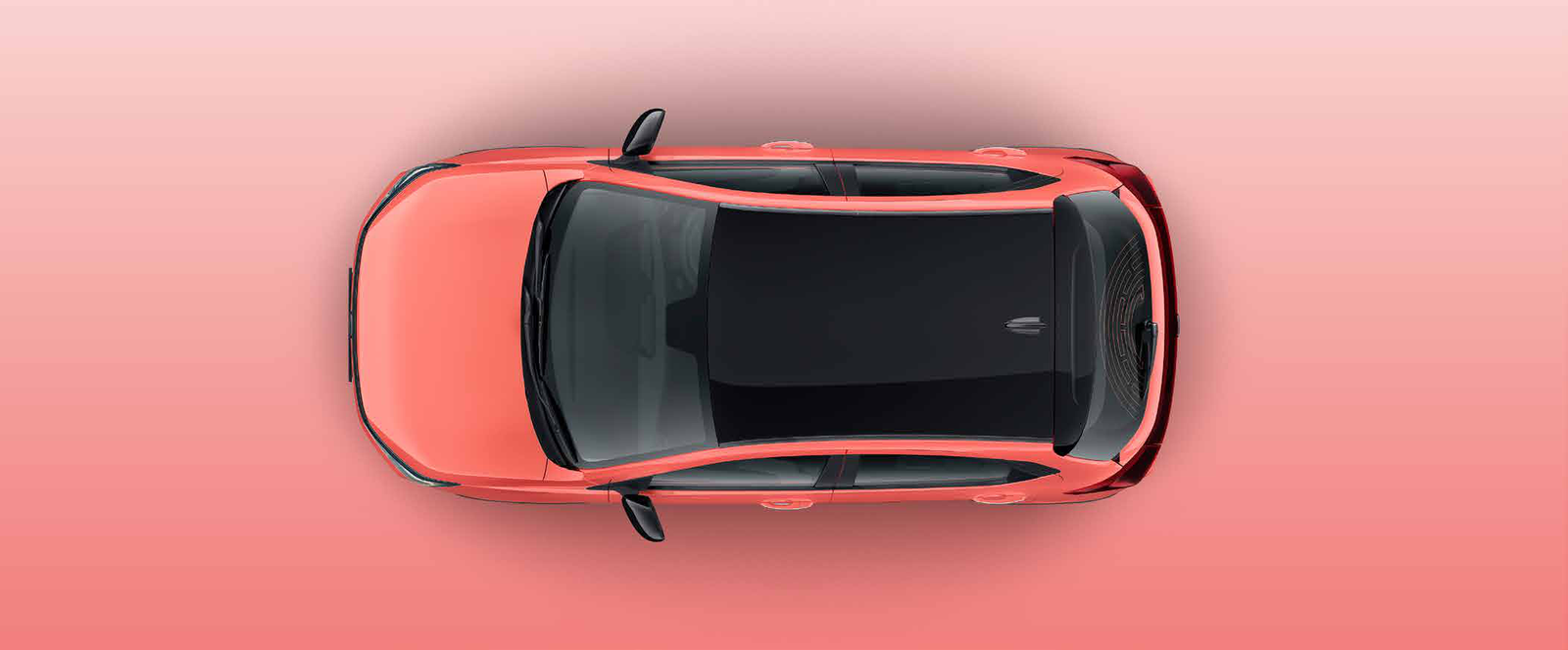 Tata Tiago — Dual-tone black roof runs the full length of the body, seen here from above
