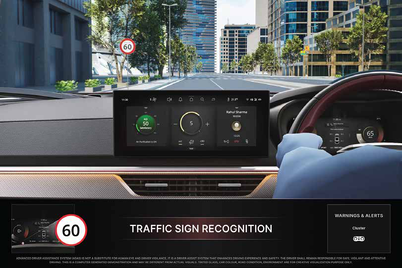 Tata Curvv — Traffic Sign Recognition reads road signs and shows them on the touchscreen and cluster.