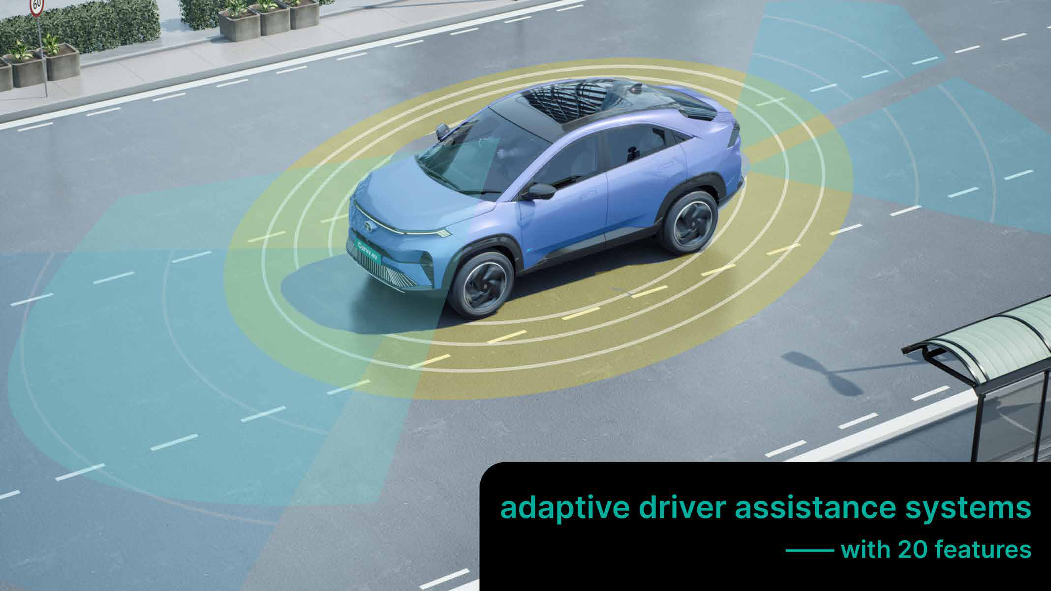 Tata Curvv EV — Level 2 ADAS suite with 20 driver assistance features