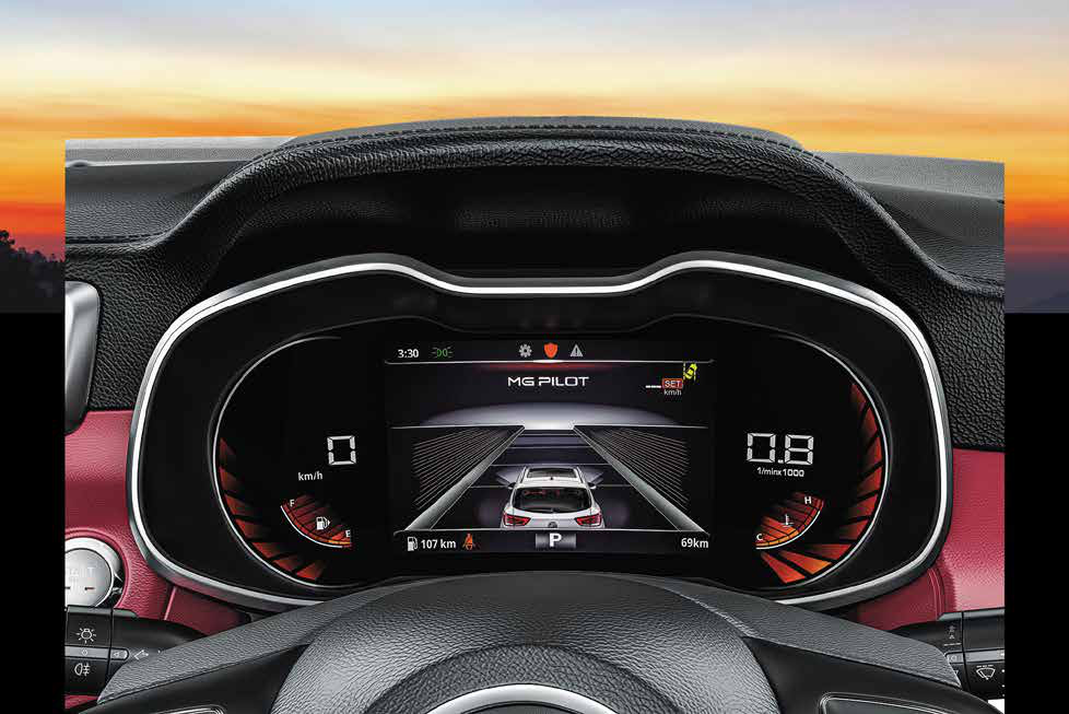 MG Astor — Full digital instrument cluster with 17.78 cm embedded LCD and MG Pilot display.