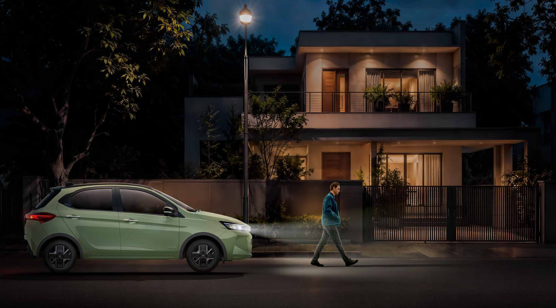 Tata Tiago EV — Follow-me-home headlamps stay on briefly after you park