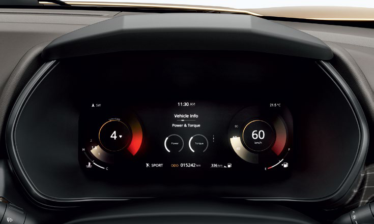 Tata Safari — Ultra view 26.03 cm HD digital cluster with power and torque display