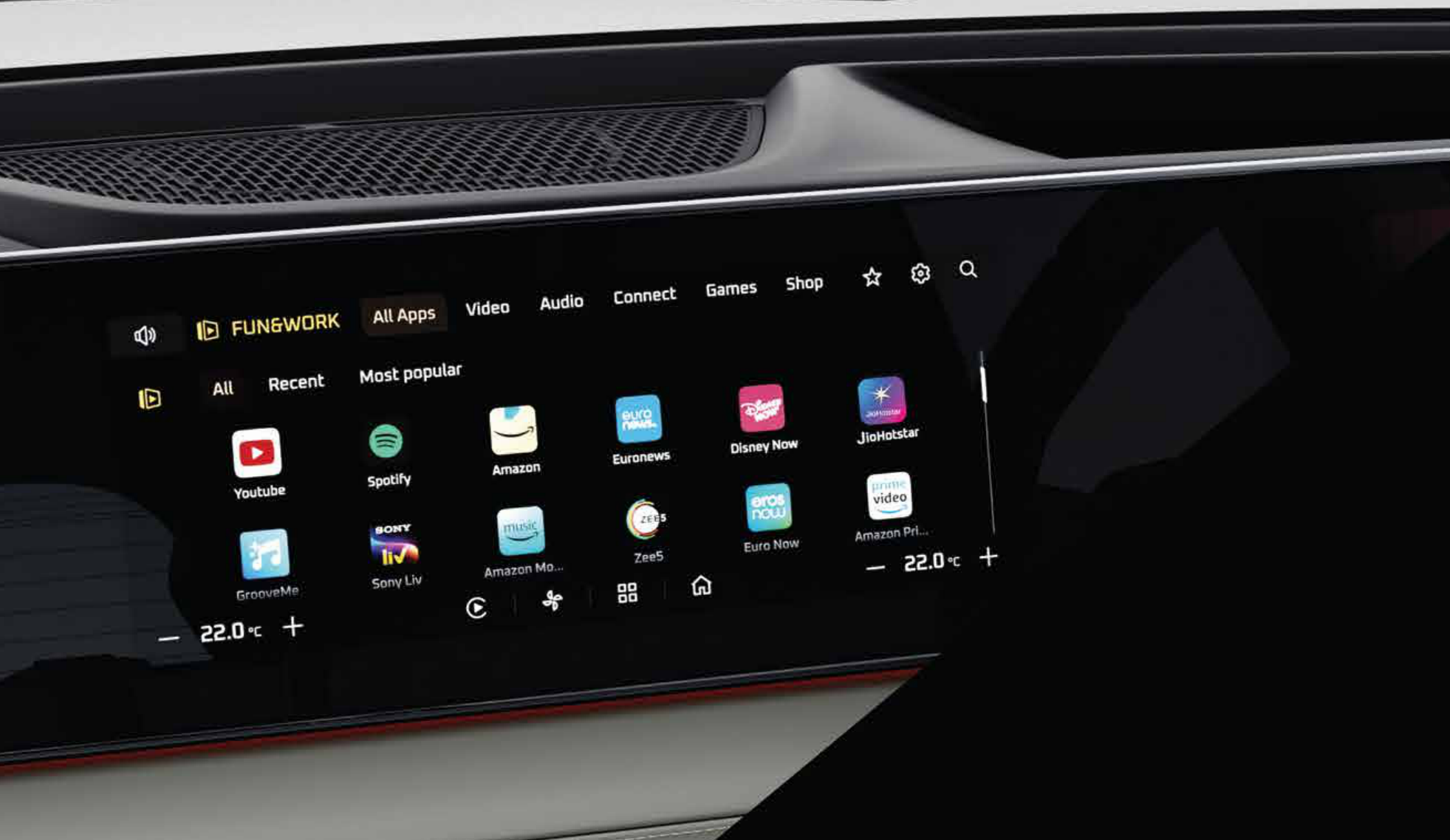 Mahindra XEV 9S — Fun&Work app suite with OTT streaming apps on the infotainment screen