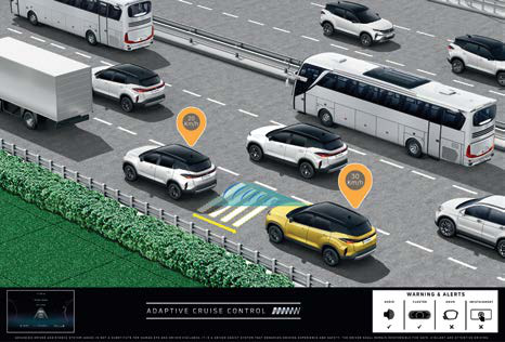 Tata Harrier — Adaptive Cruise Control maintains a set gap to traffic (AT)