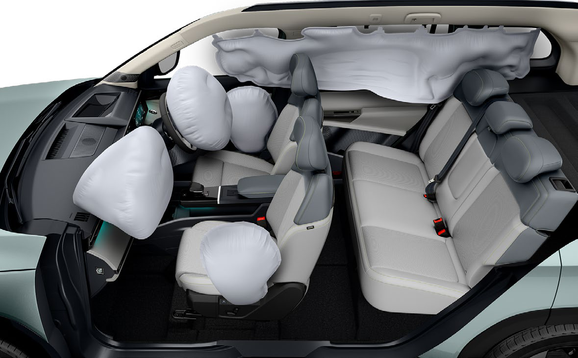 Tata Sierra EV — Safety Sphere: 6 airbags including curtain coverage for layered occupant protection