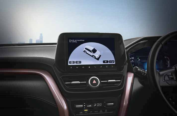 Maruti Suzuki Grand Vitara — 360-view camera showing the vehicle's surroundings for parking.