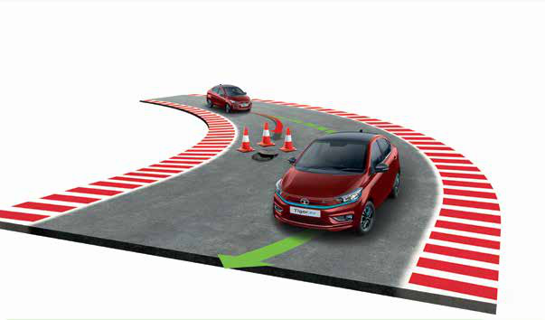 Tata Tigor EV — ABS with EBD and Corner Stability Control keeps braking predictable through corners and around obstacles