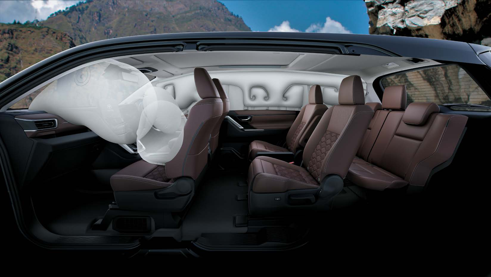 Toyota Innova Hycross — Six SRS airbags deploying across all seat rows