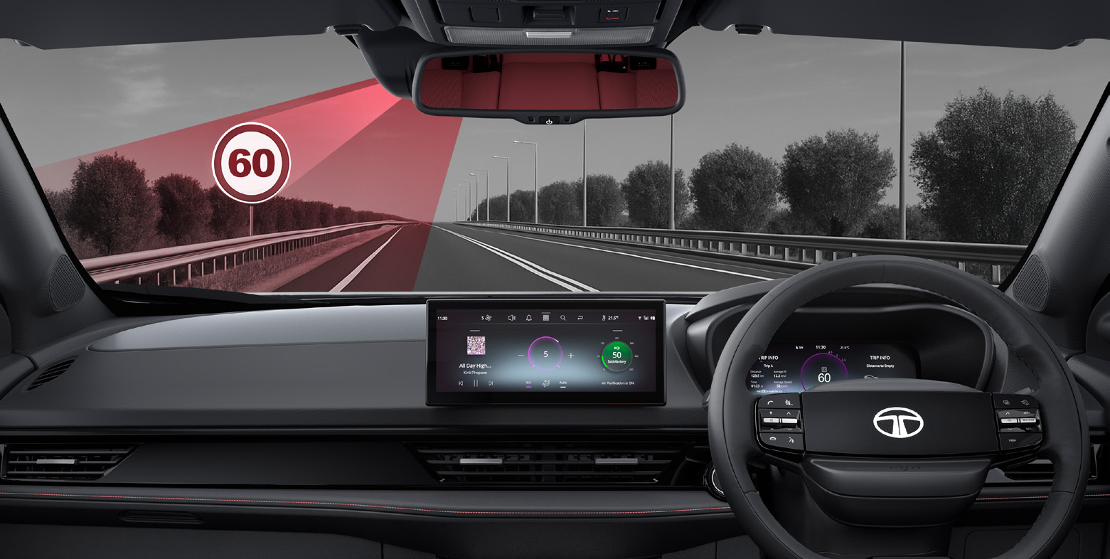 Tata Nexon — Traffic Sign Recognition - spots speed limits and key signs and shows them in real time