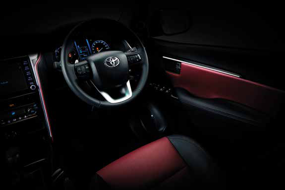 Toyota Fortuner Legender — Interior ambient illumination with contrast stitching