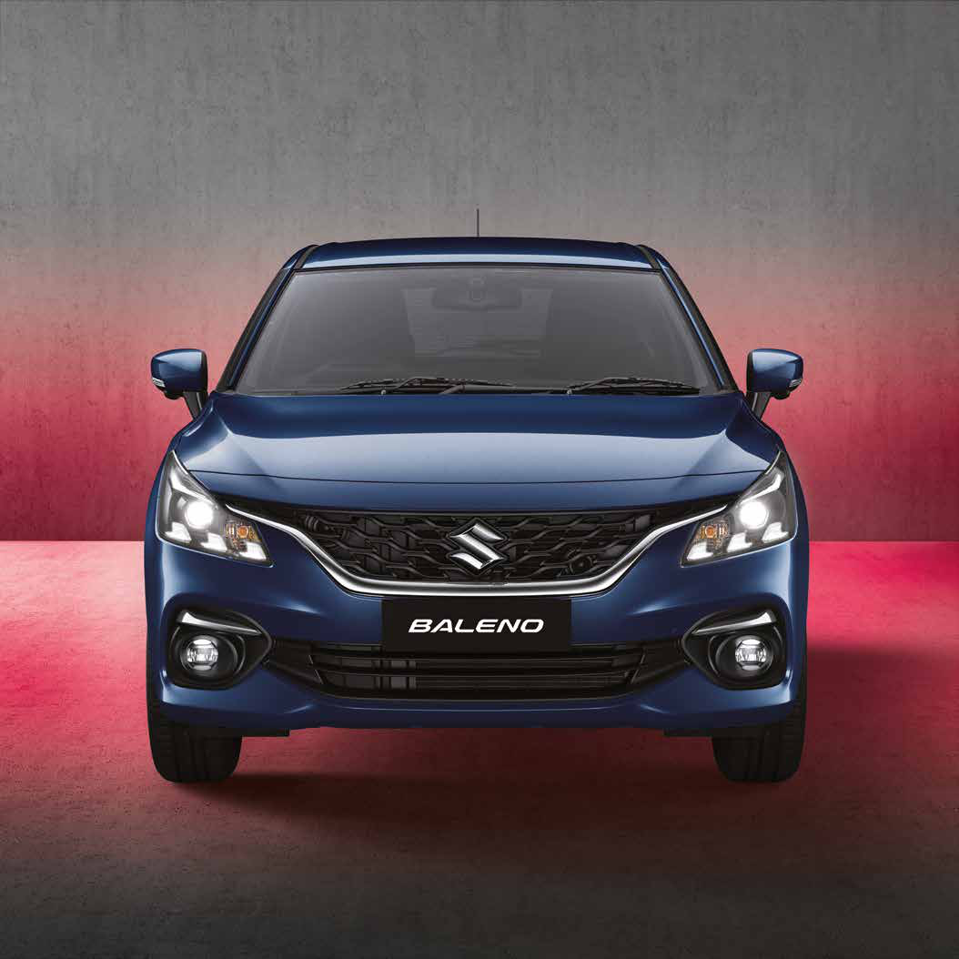 Maruti Suzuki Baleno — NEXWave front grille flanked by LED projector headlamps, NEXtri LED DRLs and front fog lamps.