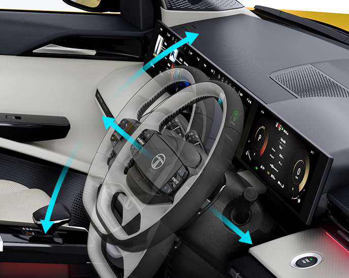 Tata Sierra — Tilt and telescopic steering wheel adjusts to your height and reach, so every drive feels naturally in control