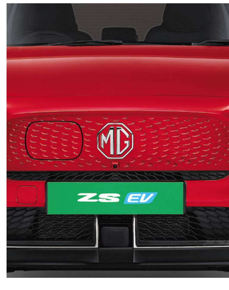 MG ZS EV — New closed-off electric grille with patterned finish and central MG emblem