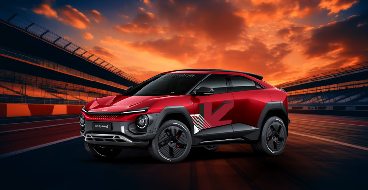 Mahindra BE 6 FE — All-new Signature front bumper with circular projector headlamps, gloss black bezels and orange accents
