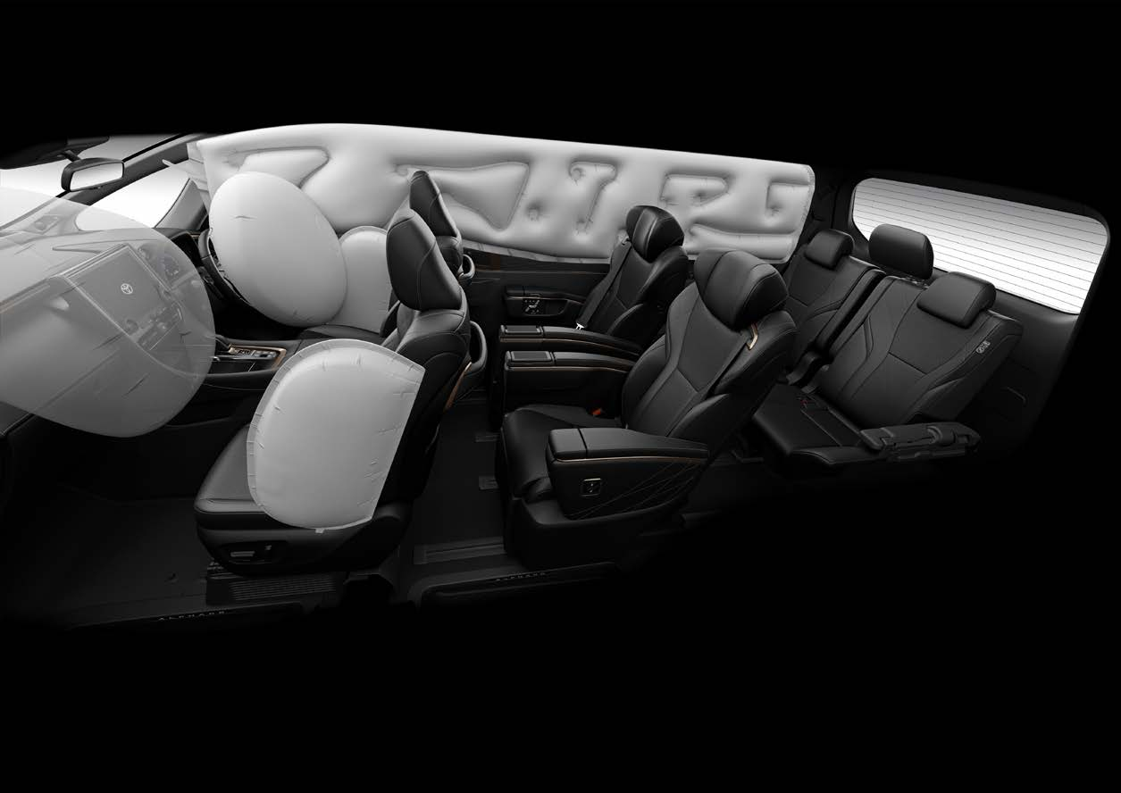 Toyota Vellfire — 6 SRS airbags with full-length side-curtain protection